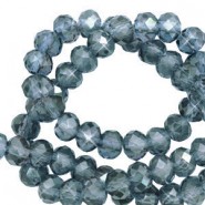 Top Glas Facett Glasschliffperlen 4x3mm rondellen Stone blue-pearl shine coating